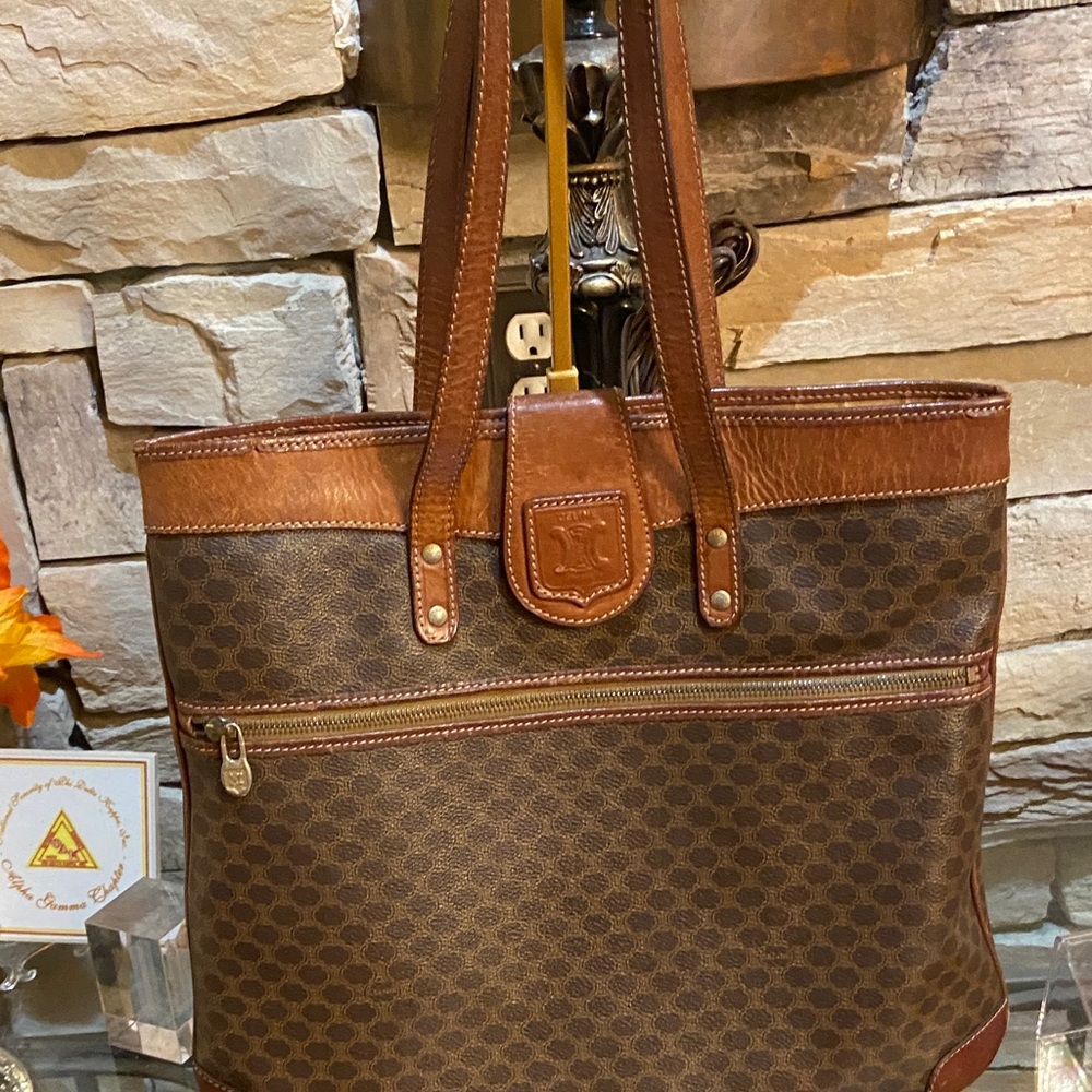 Celine Brown Patterned Shoulder Bag - image 2